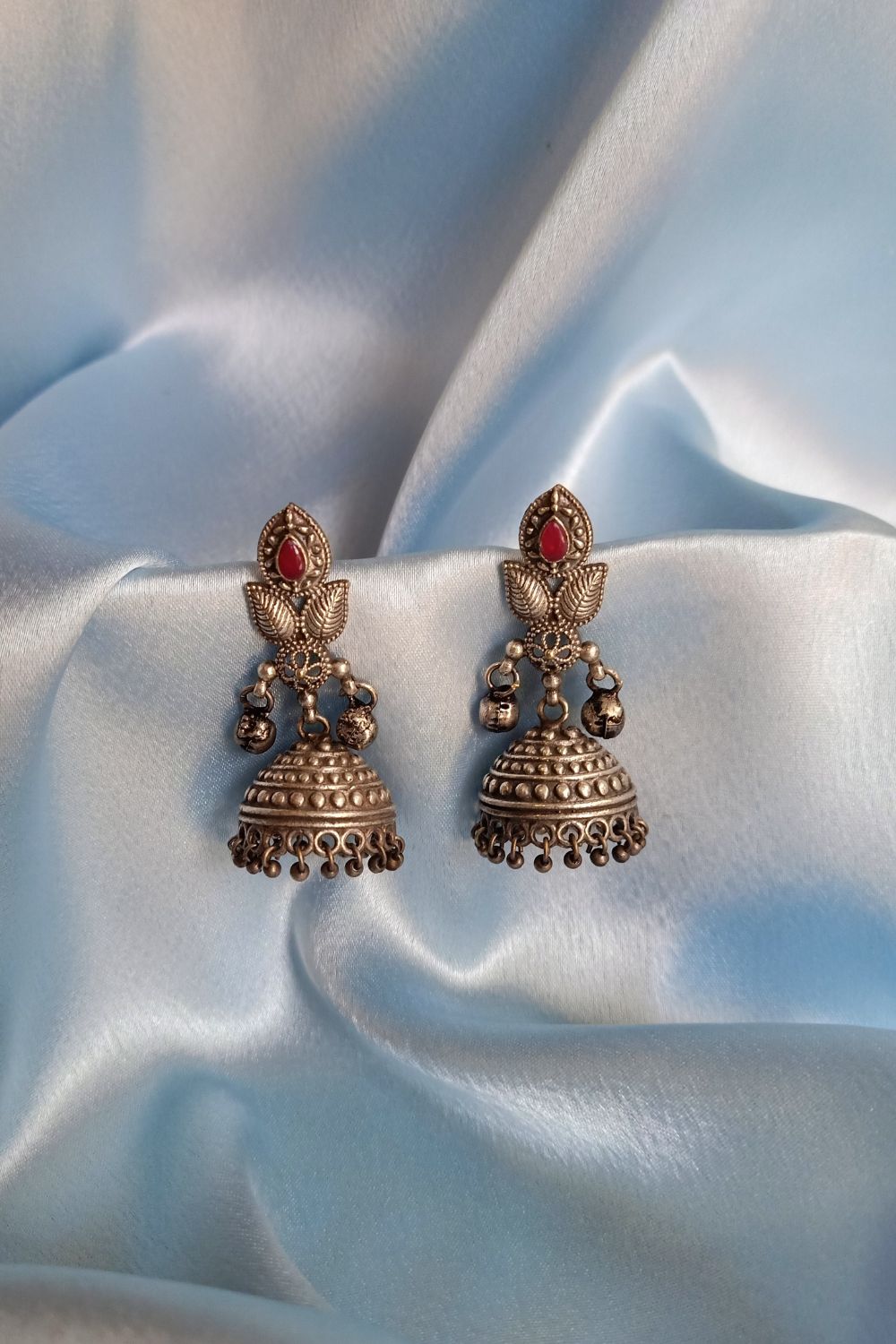Atharva (Red) - Premium Quality Oxidised Jhumki