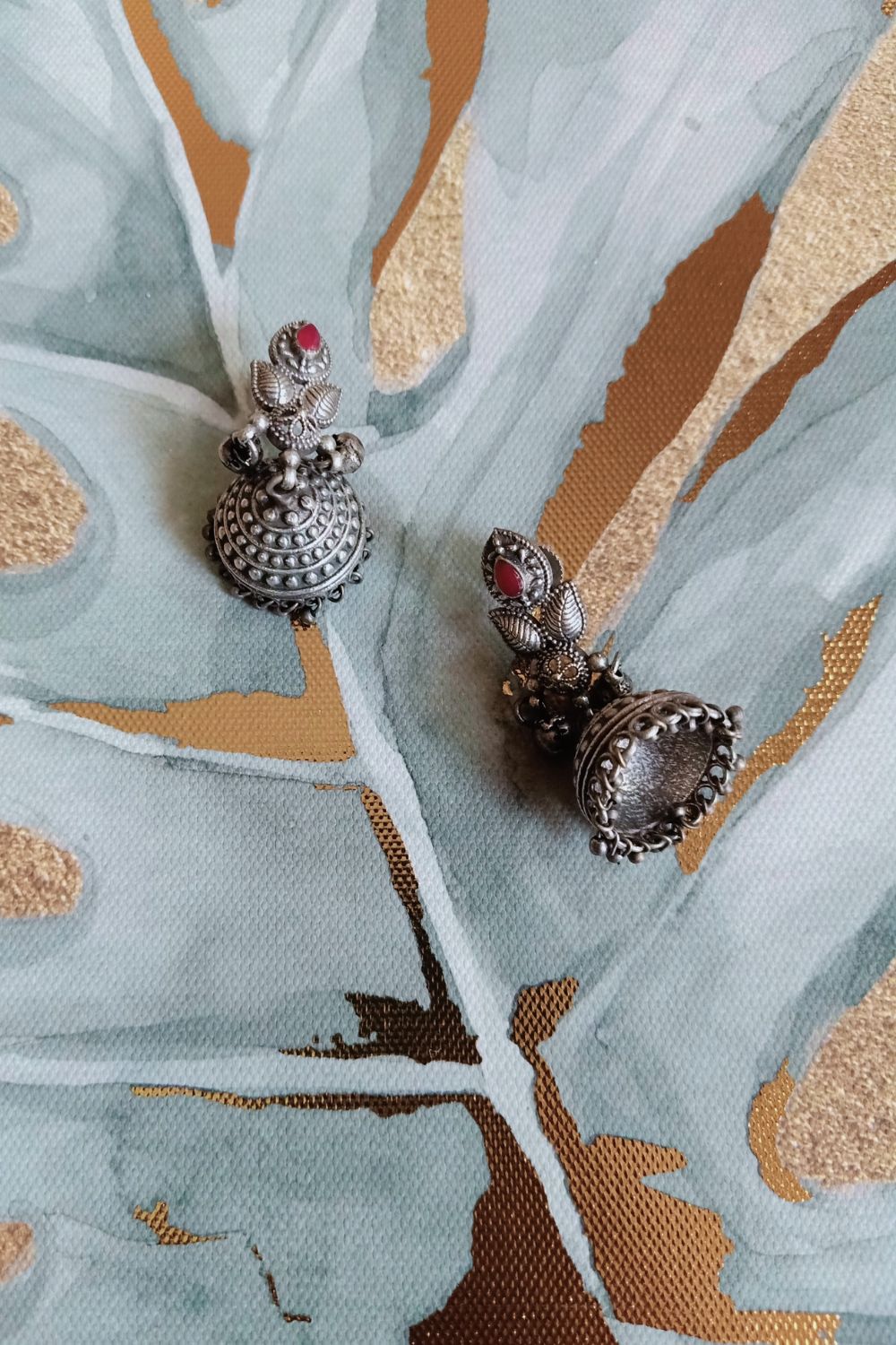 Atharva (Red) - Premium Quality Oxidised Jhumki