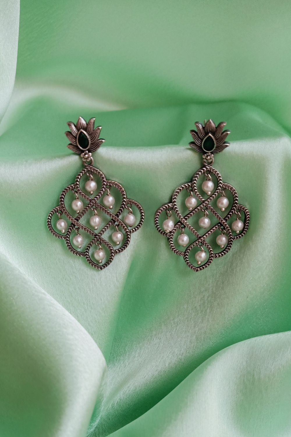 Bhavika (Green) - Premium Quality Oxidised Danglers