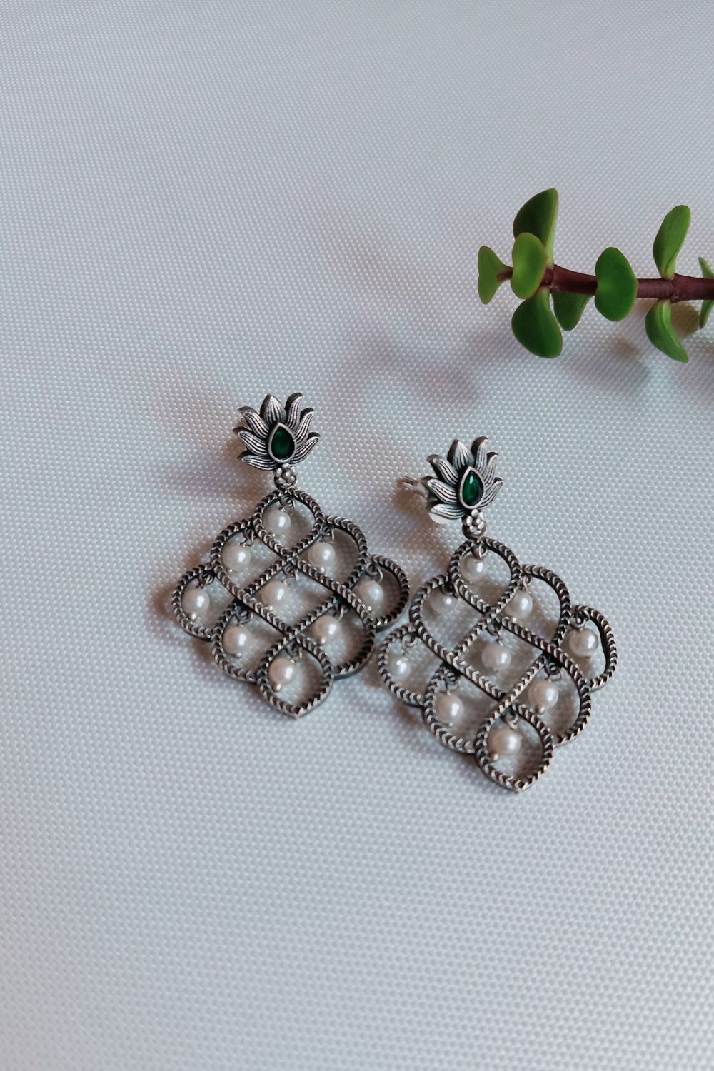 Bhavika (Green) - Premium Quality Oxidised Danglers