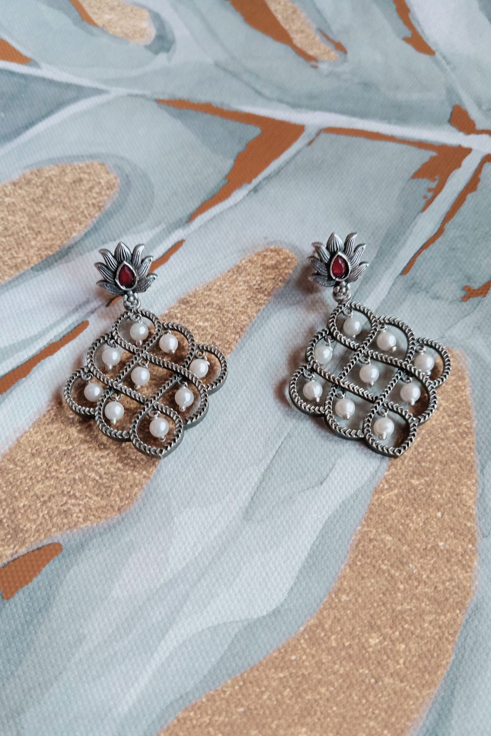 Bhavika (Red) - Premium Quality Oxidised Danglers