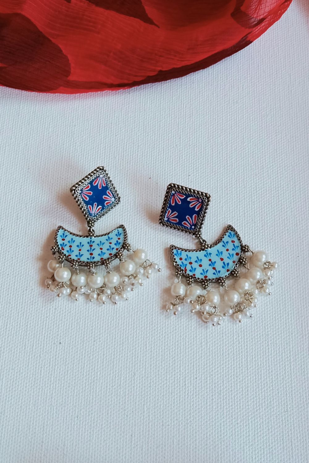 Faaria (Firozi and Blue) - Premium Quality Oxidised Chandbali