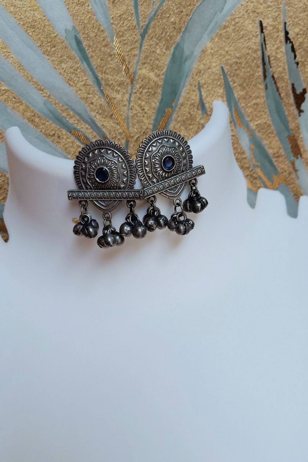 Garvari (Navy Blue) - Premium Quality Oxidised Stud