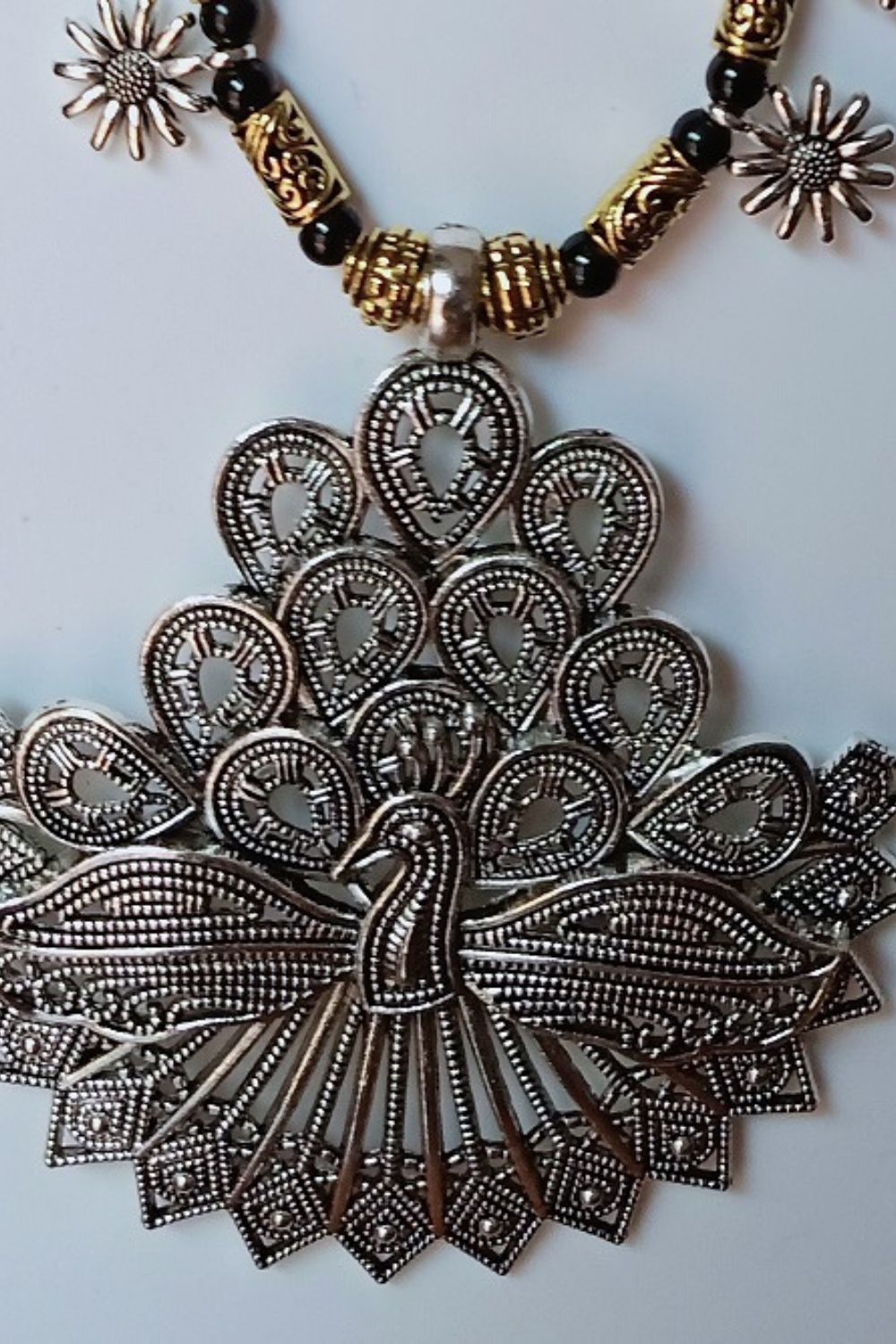 Gaurii - Long Oxidised Necklace with Pendant