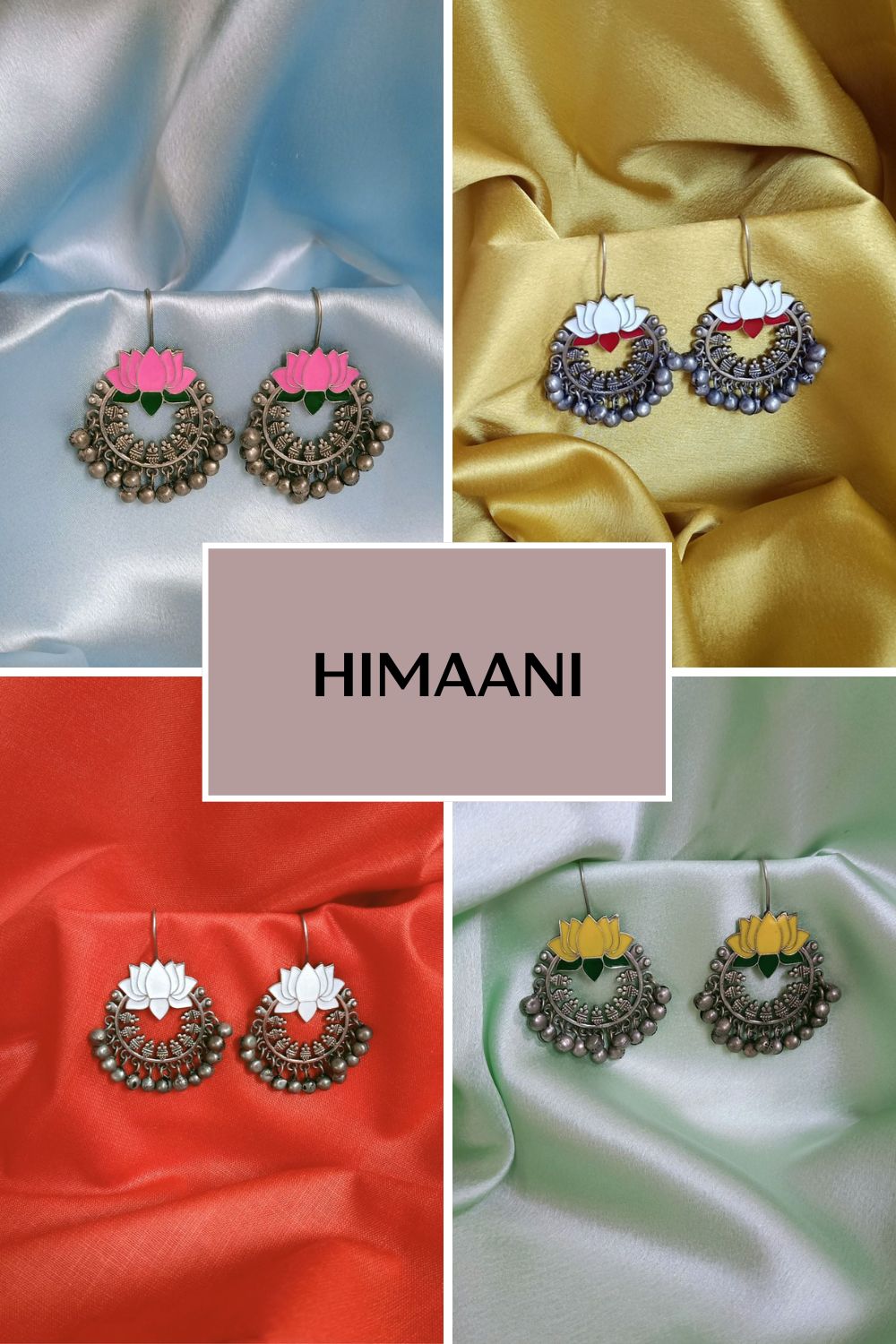 Himaani (Yellow & Green) - Premium Quality Oxidised Chandbali (Hand Painted)