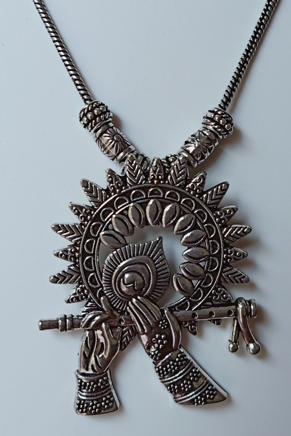 Krishna - Medium Size Oxidised Chain Necklace with Pendant