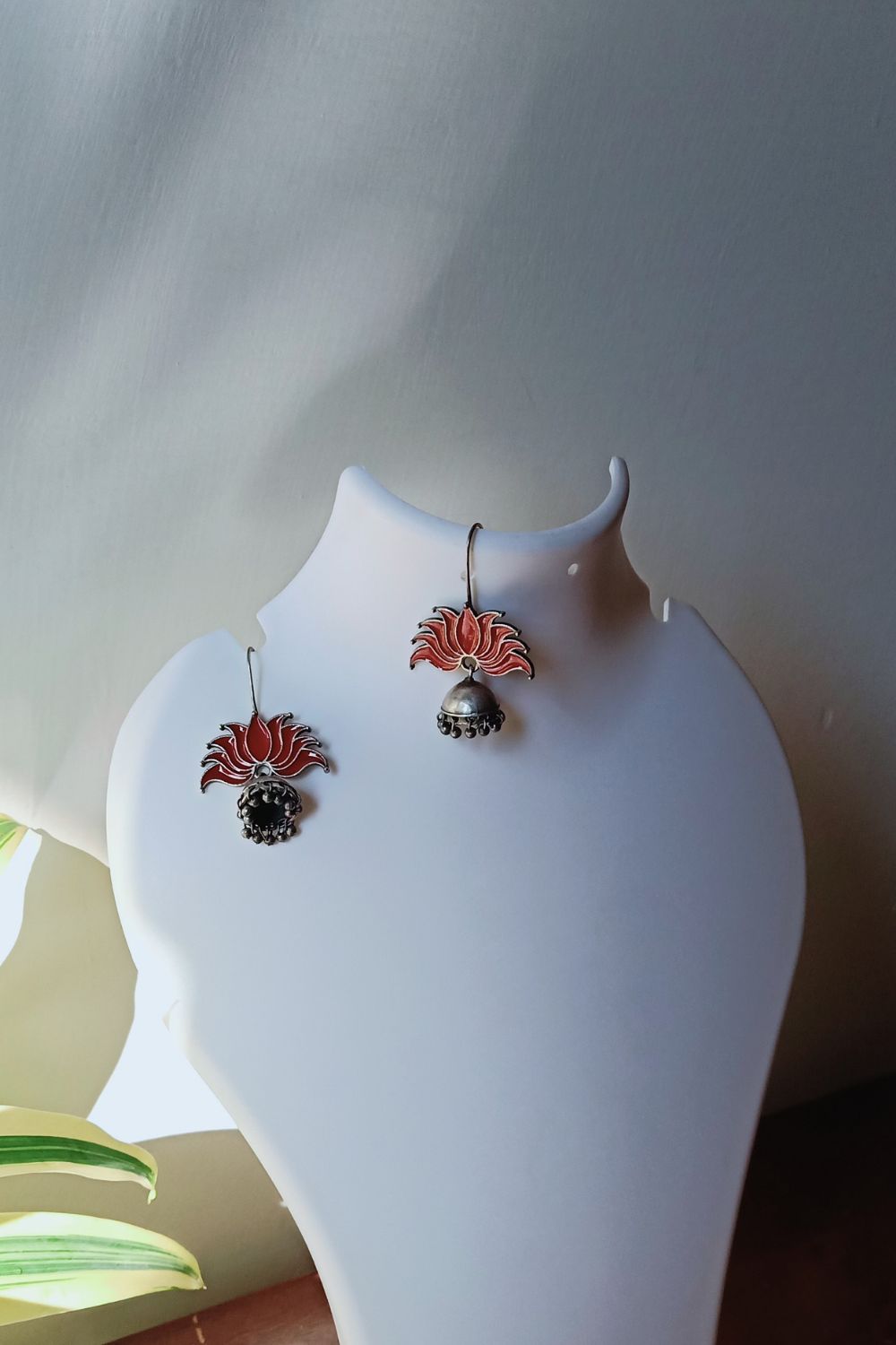 Padmaa (Red) - Premium Quality Oxidised Jhumki (Hand Painted)