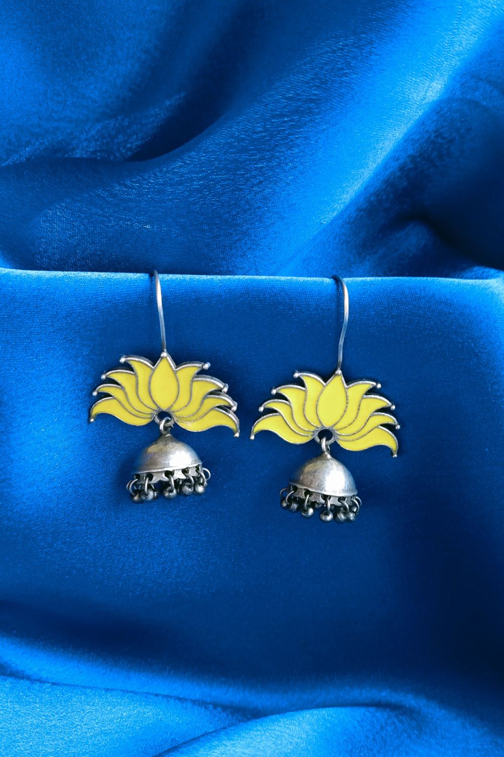 Padmaa (Yellow) - Premium Quality Oxidised Jhumki (Hand Painted)