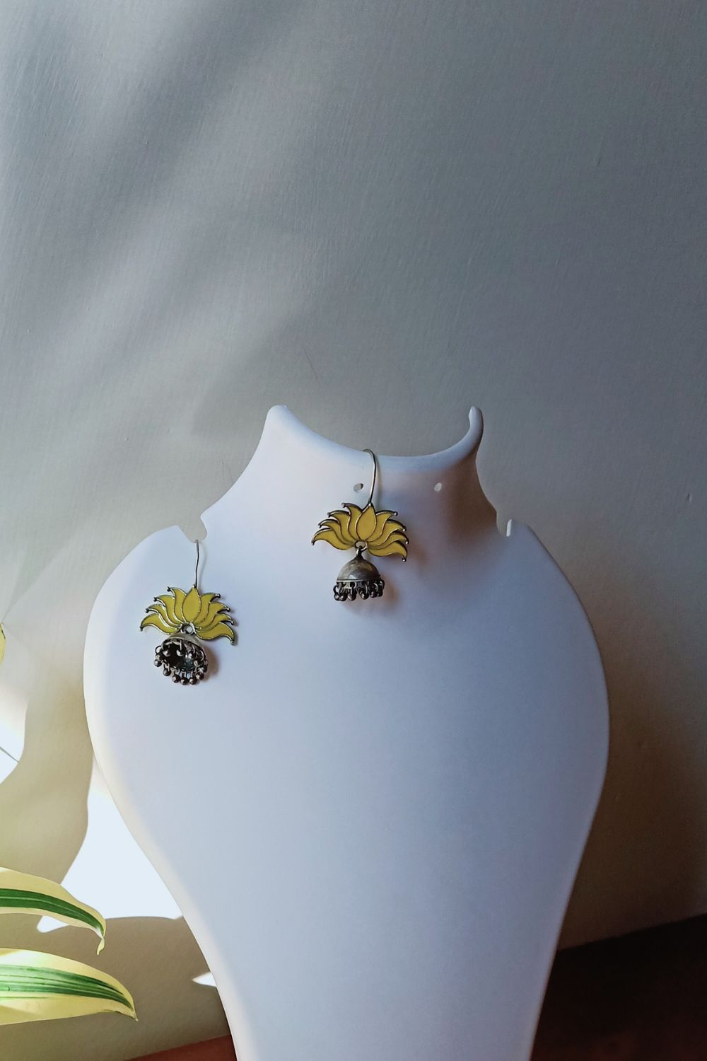 Padmaa (Yellow) - Premium Quality Oxidised Jhumki (Hand Painted)