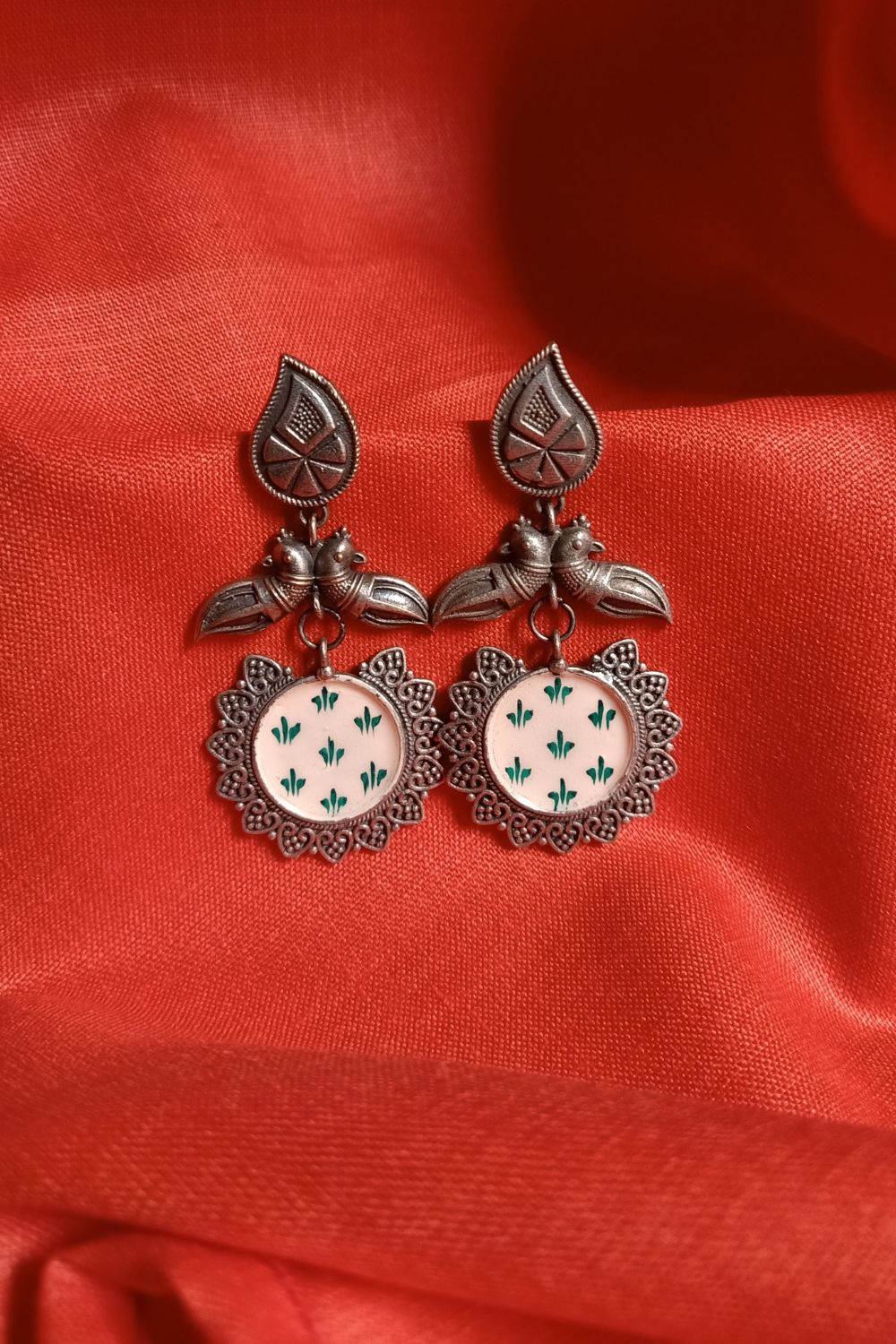 Pankajaa (Peach) - Premium Quality Oxidised Dangler (Hand Painted)
