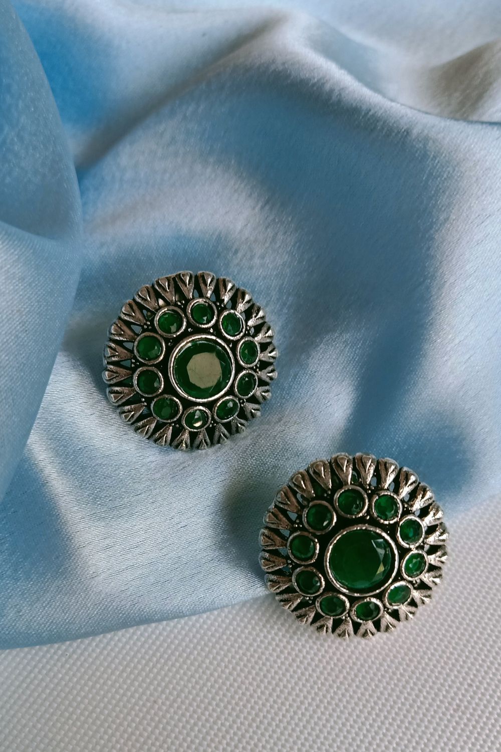 Pavanii (Green) - Premium Quality Oxidised Stud