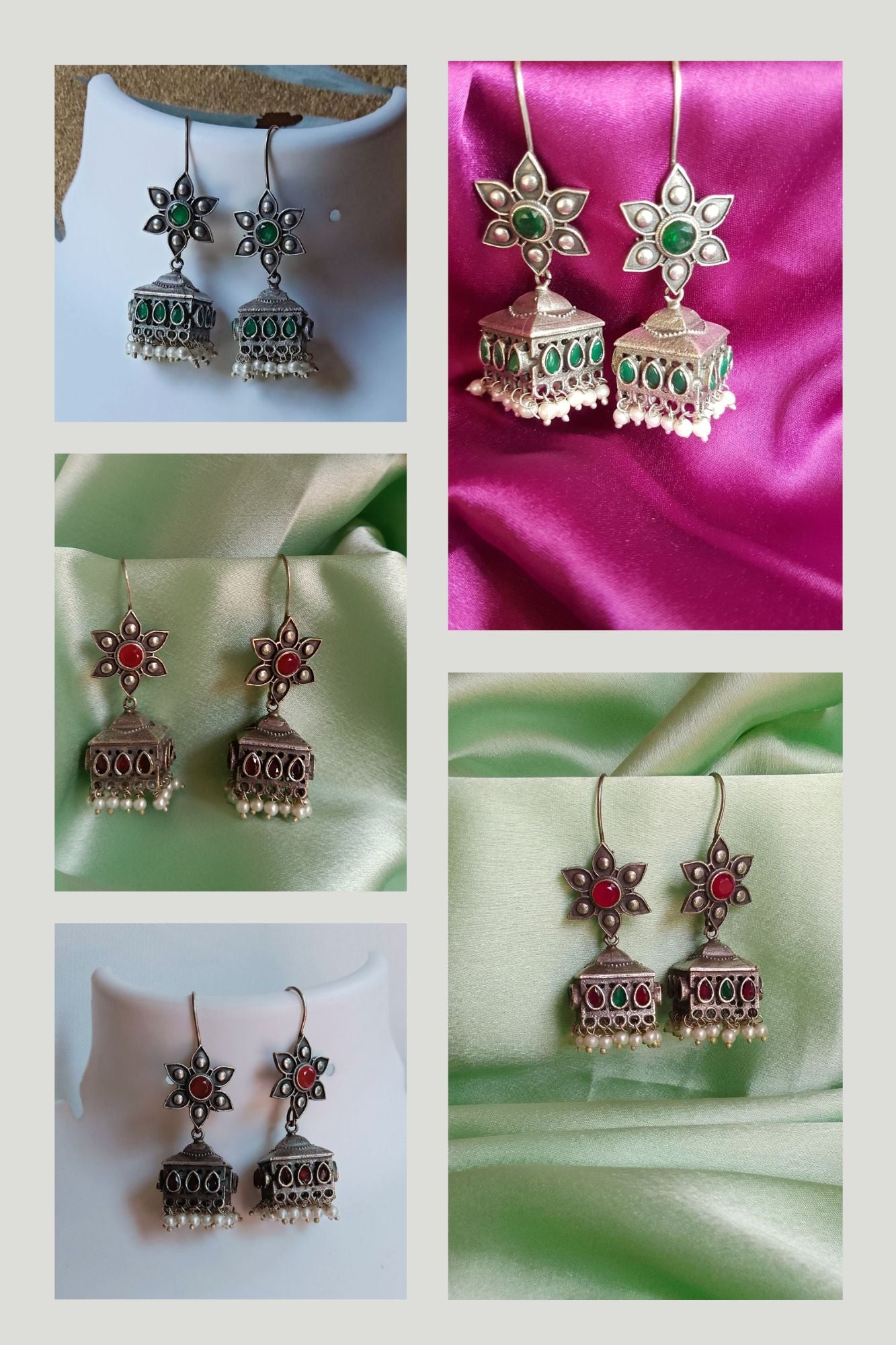 Aadvika (Green) - Premium Quality Oxidised Jhumki