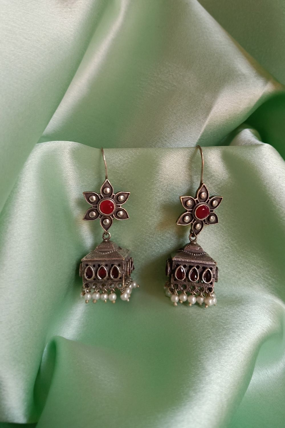 Aadvika (Red) - Premium Quality Oxidised Jhumki