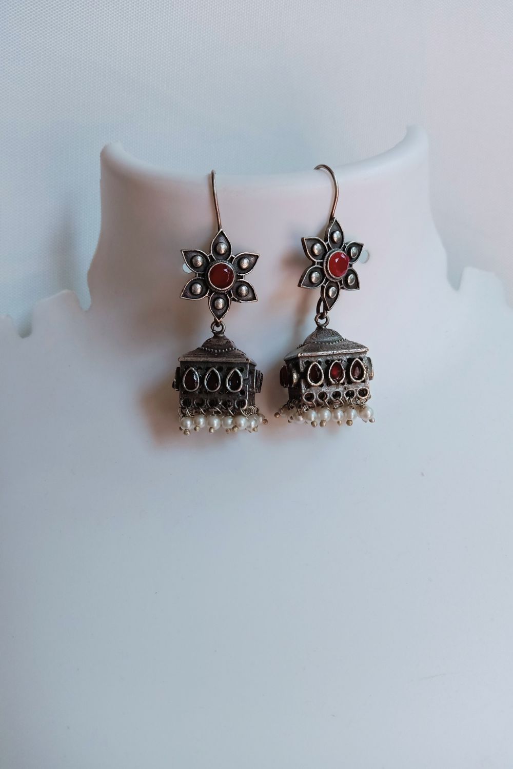 Aadvika (Red) - Premium Quality Oxidised Jhumki