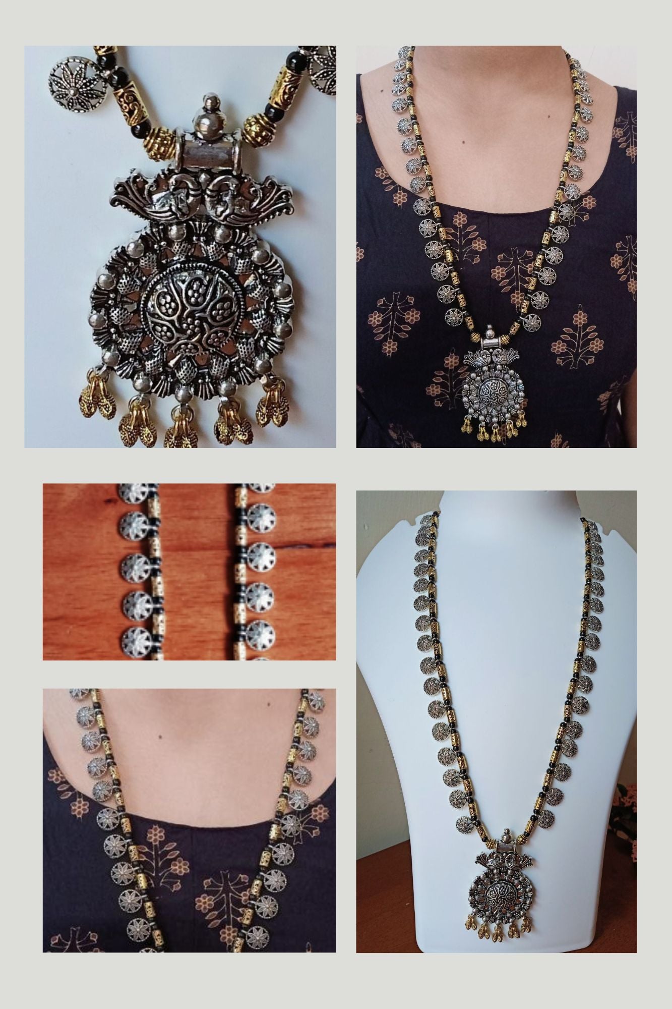 Aakriti - Long Oxidised Necklace with Pendant