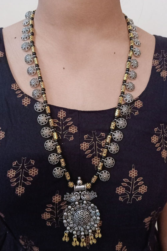 Aakriti - Long Oxidised Necklace with Pendant