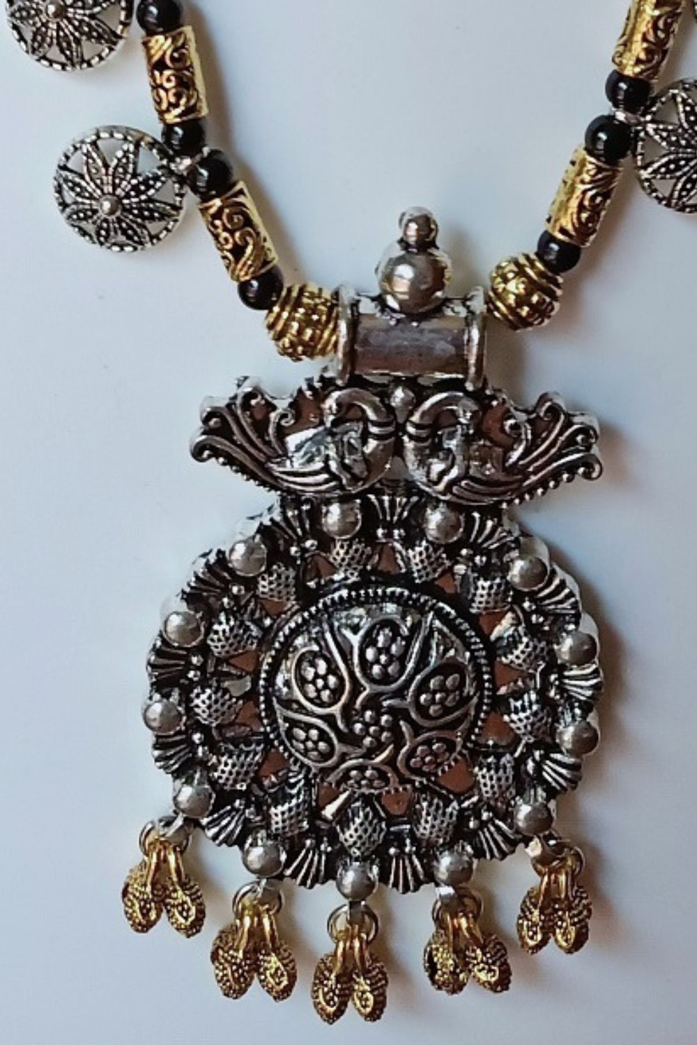 Aakriti - Long Oxidised Necklace with Pendant