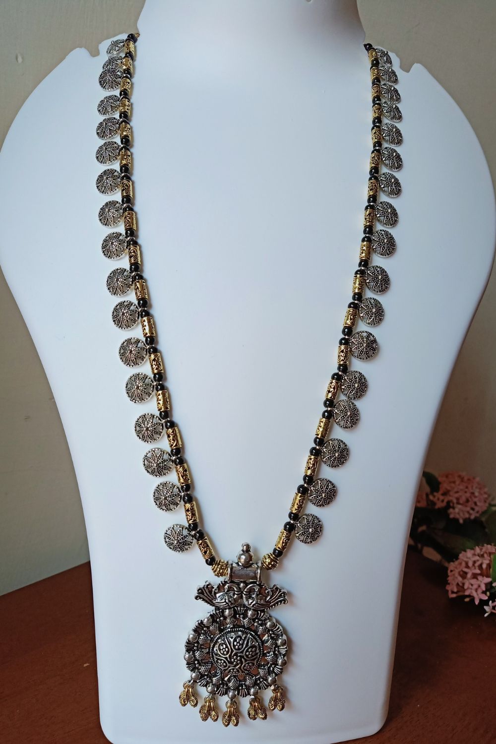 Aakriti - Long Oxidised Necklace with Pendant