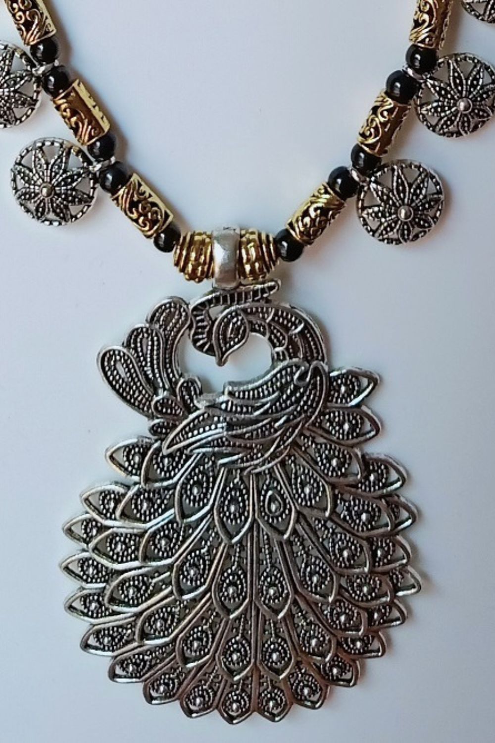 Bhavana - Long Oxidised Necklace with Pendant