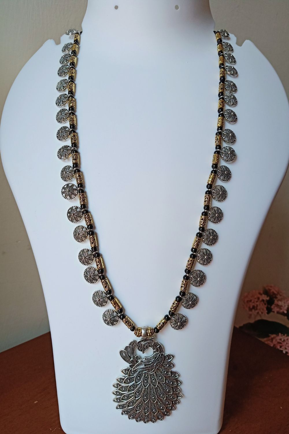 Bhavana - Long Oxidised Necklace with Pendant