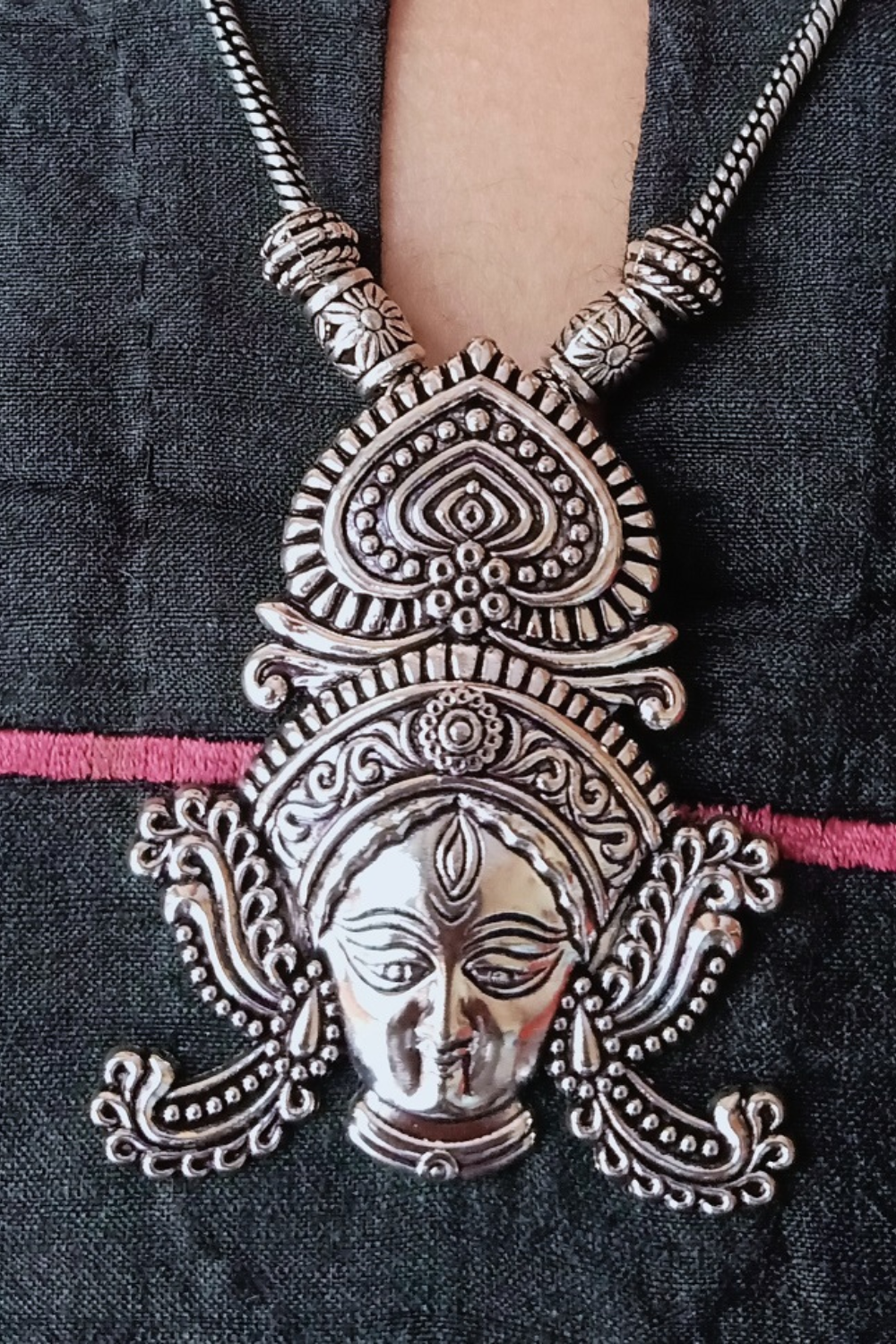 Devi - Medium Size Oxidised Chain Necklace with Pendant