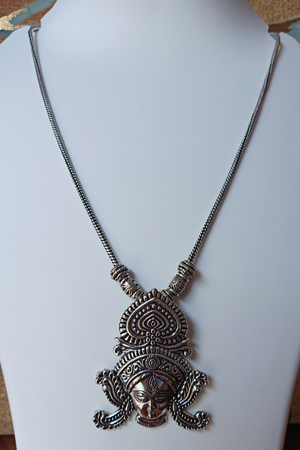 Devi - Medium Size Oxidised Chain Necklace with Pendant