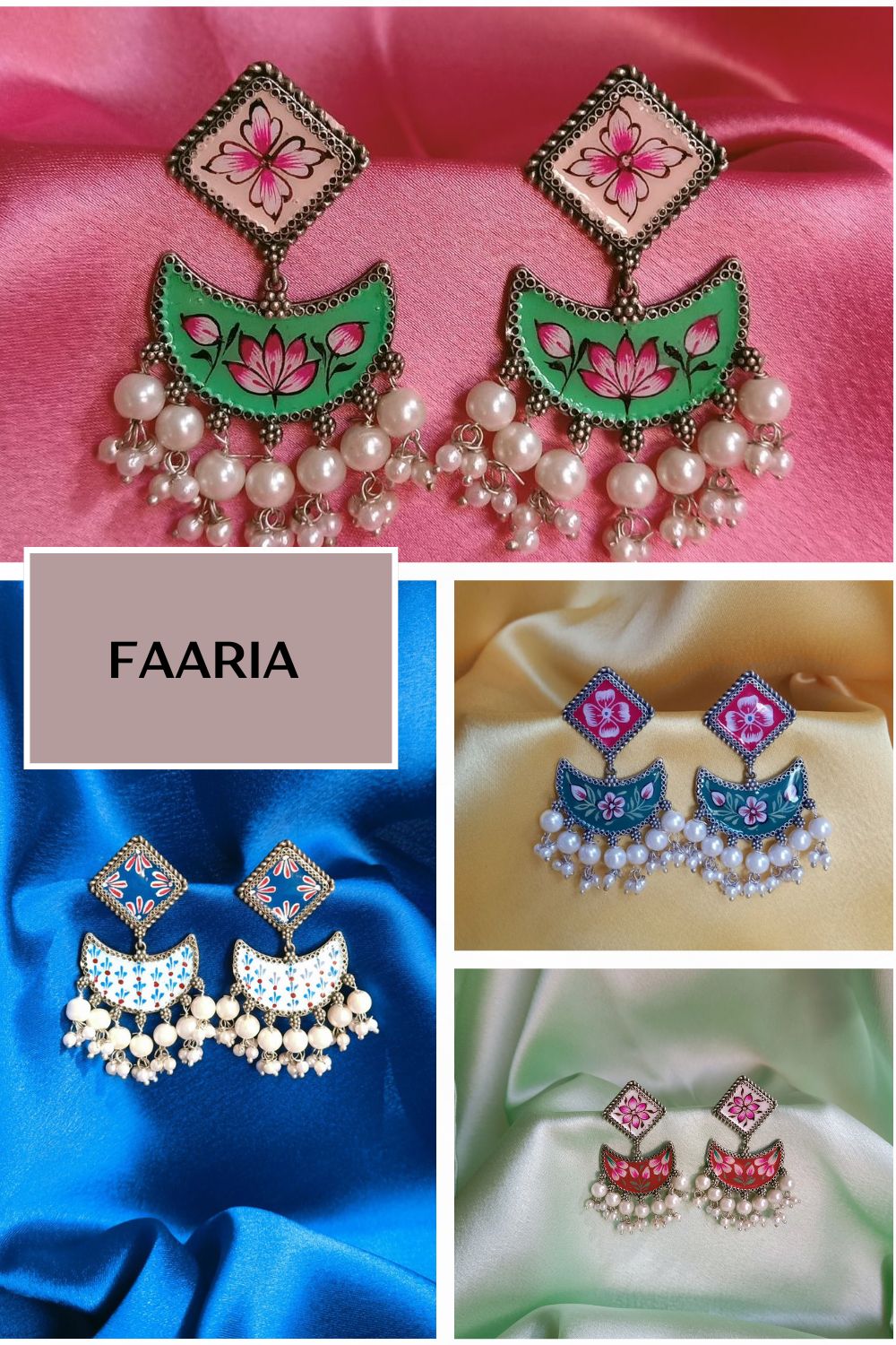 Faaria (Green & Red) - Premium Quality Oxidised Chandbali