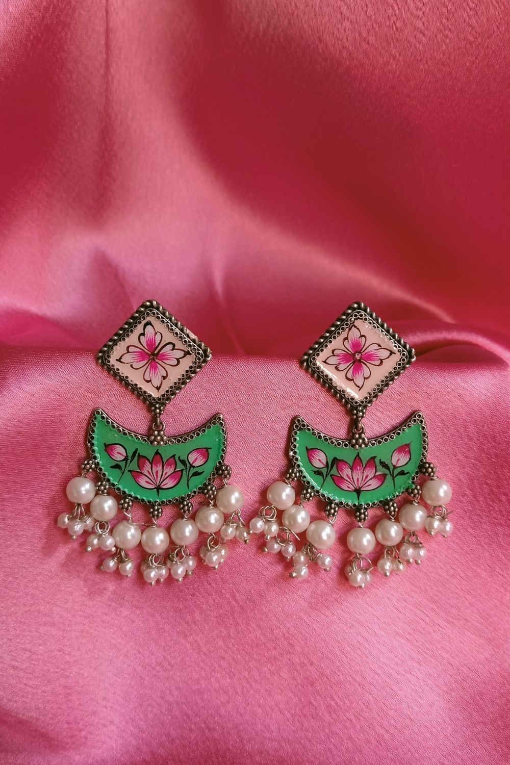 Faaria (Mint & Peach) - Premium Quality Oxidised Chandbali