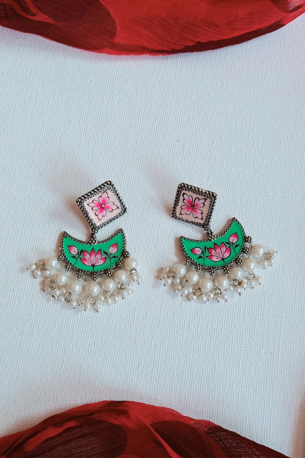 Faaria (Mint & Peach) - Premium Quality Oxidised Chandbali