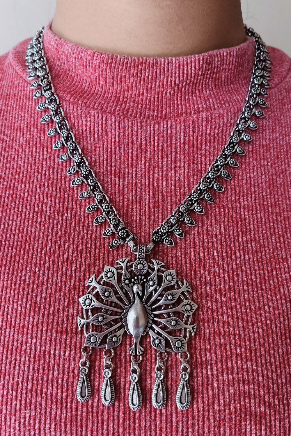 Gunjan - Medium Size Oxidised Pendant Necklace