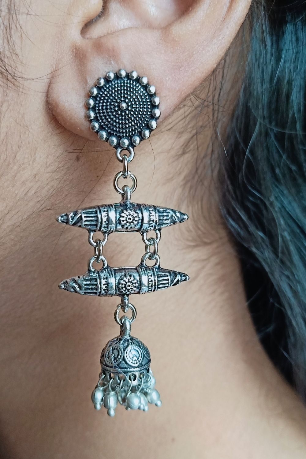 Indranie - Oxidised Jhumki