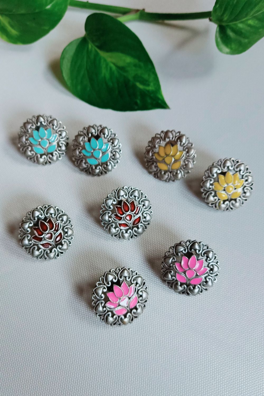 Iraa (Yellow) - Premium Quality Oxidised Stud (Hand Painted)