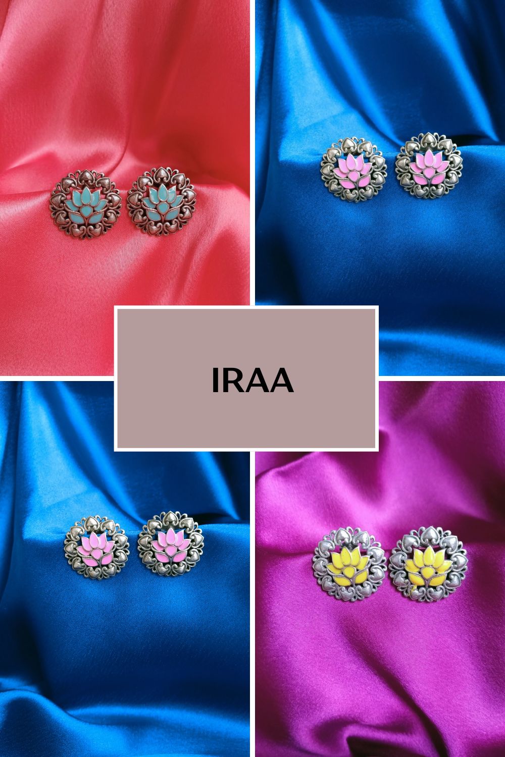 Iraa (Firozi) - Premium Quality Oxidised Stud (Hand Painted)