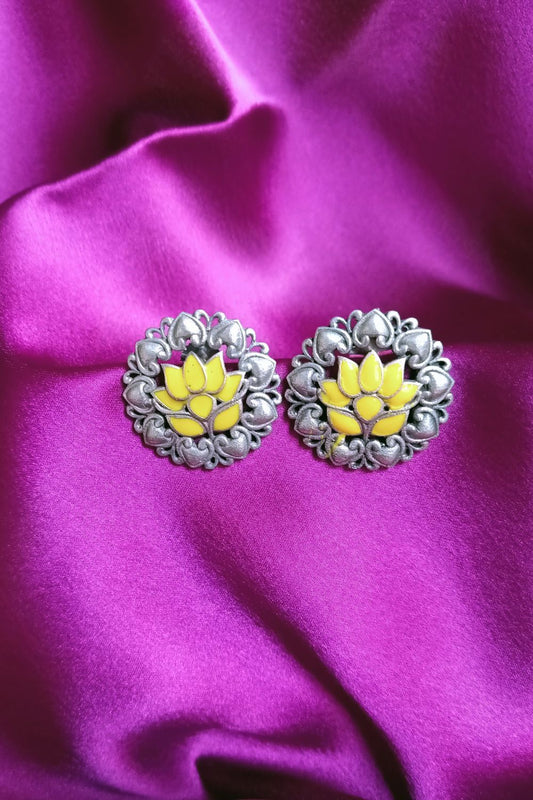 Iraa (Yellow) - Premium Quality Oxidised Stud (Hand Painted)