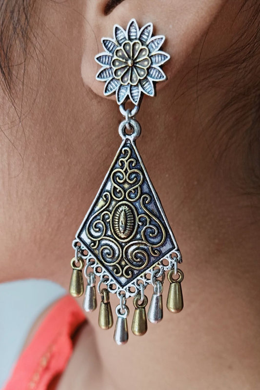 Karuna - Oxidised Dual-Tone Dangler