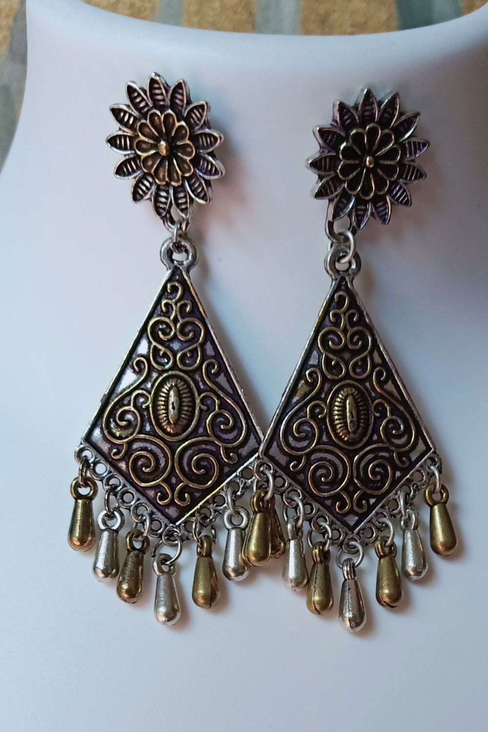 Karuna - Oxidised Dual-Tone Dangler