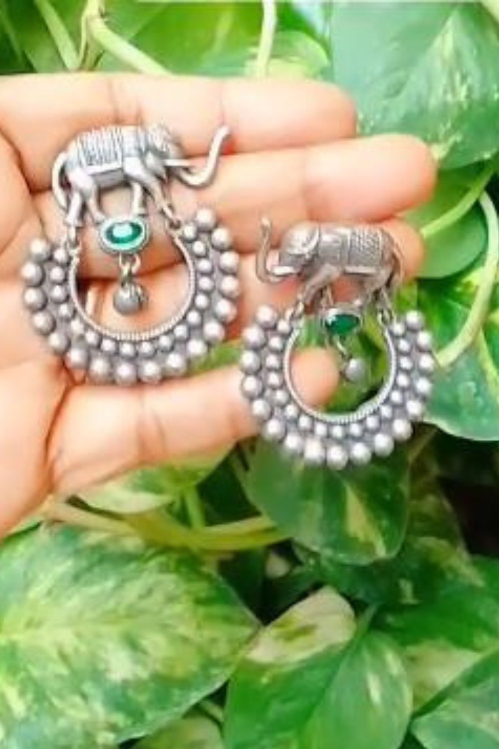 Leena (Green) - Premium Quality Oxidised Chandbali