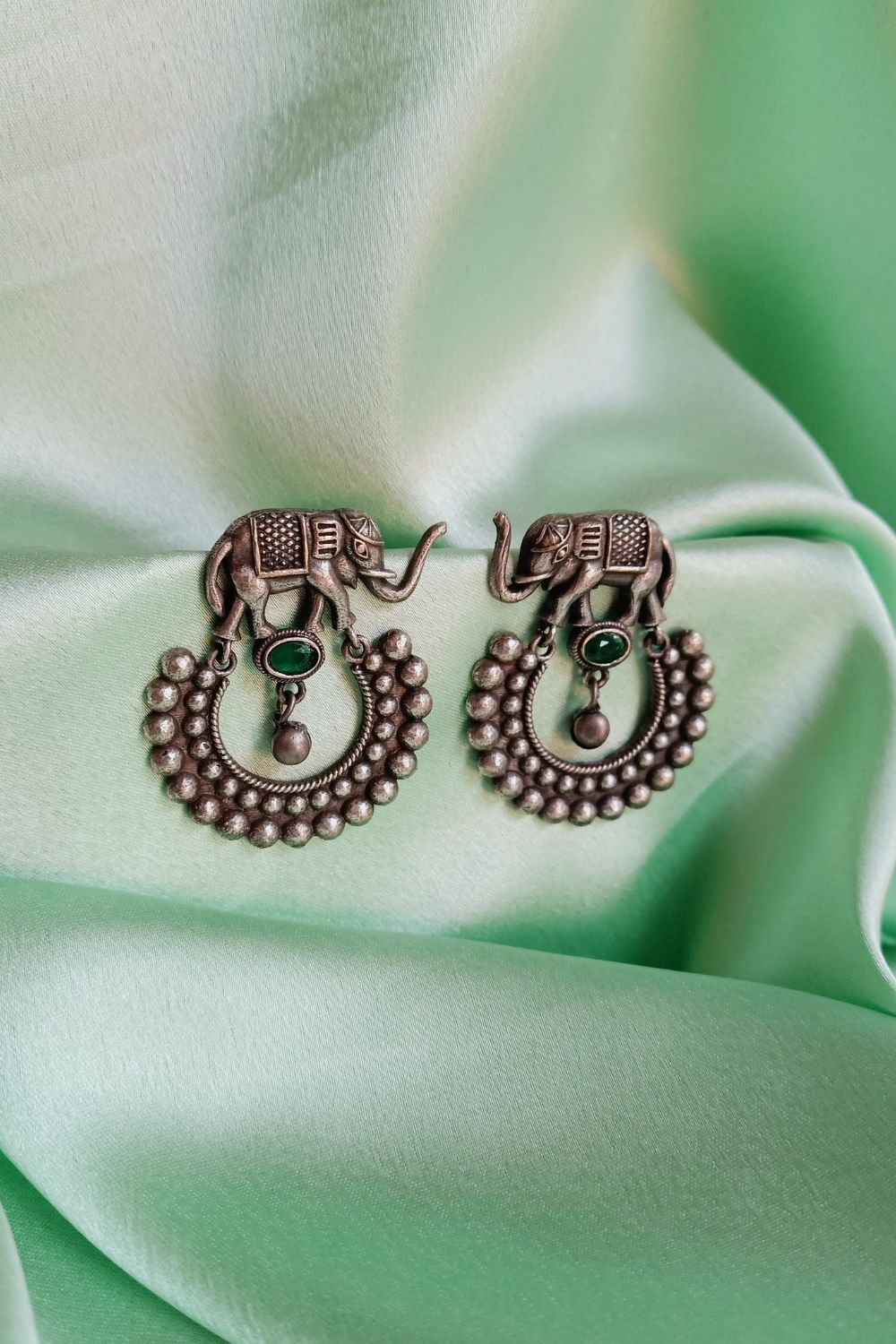 Leena (Green) - Premium Quality Oxidised Chandbali