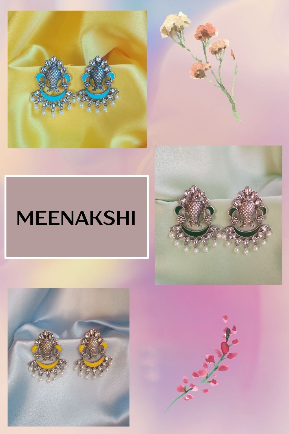 Meenakshi (Green) - Premium Quality Oxidised Chandbali (Hand Painted)
