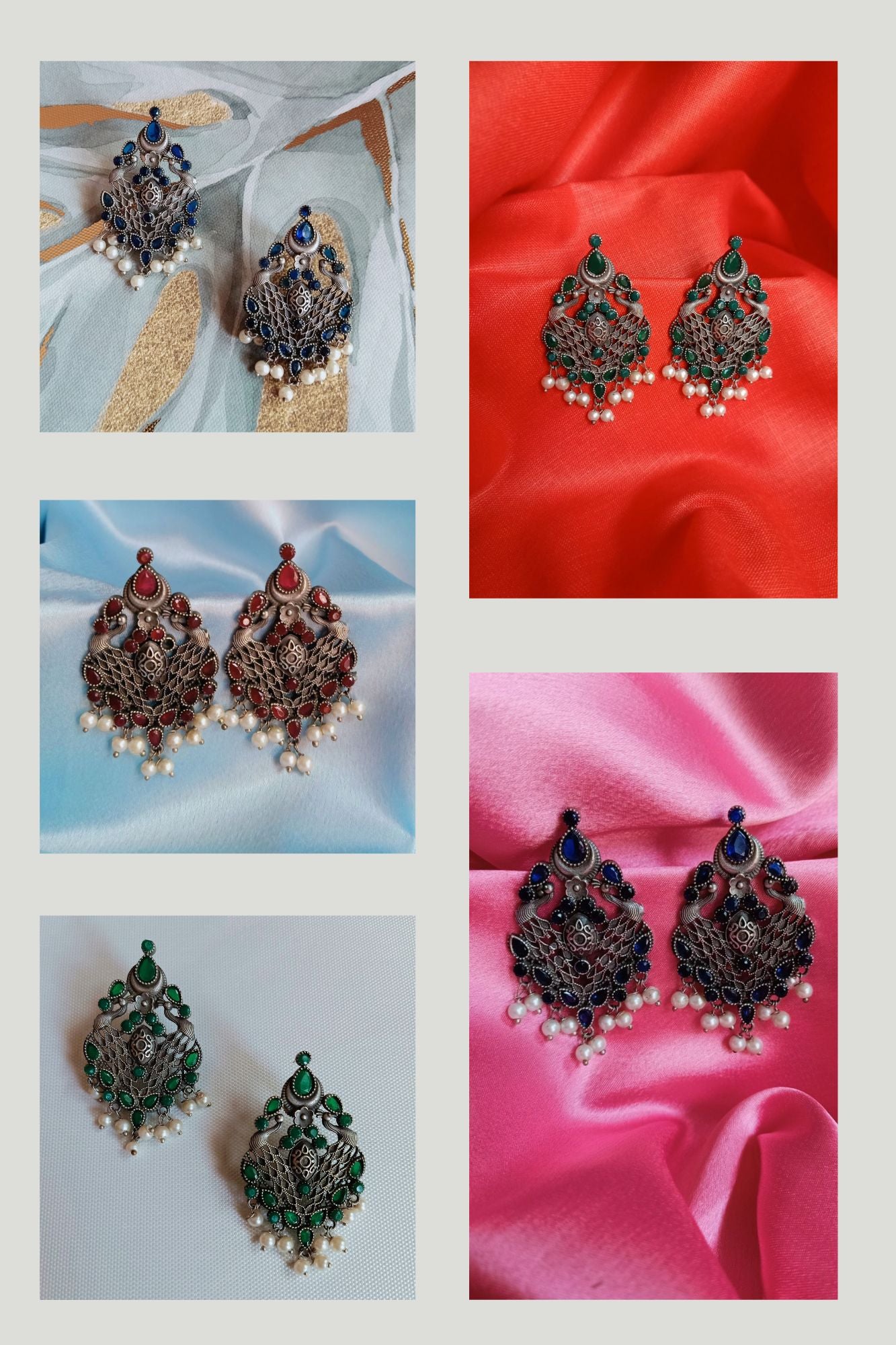 Moulika (Red) - Premium Quality Oxidised Stud