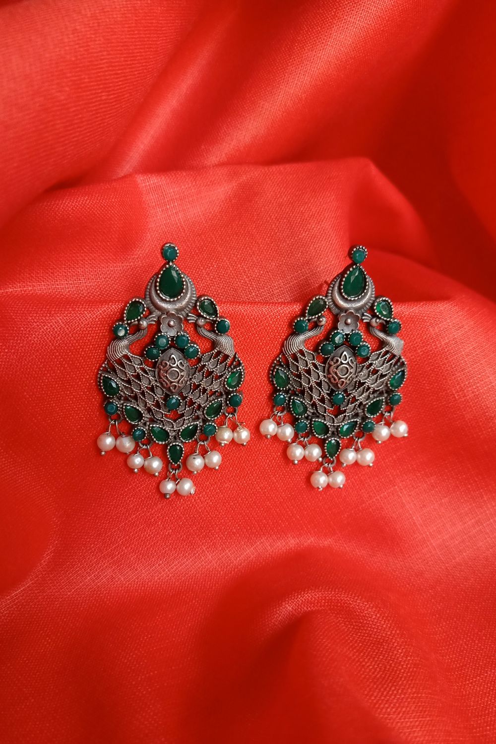 Moulika (Green) - Premium Quality Oxidised Stud