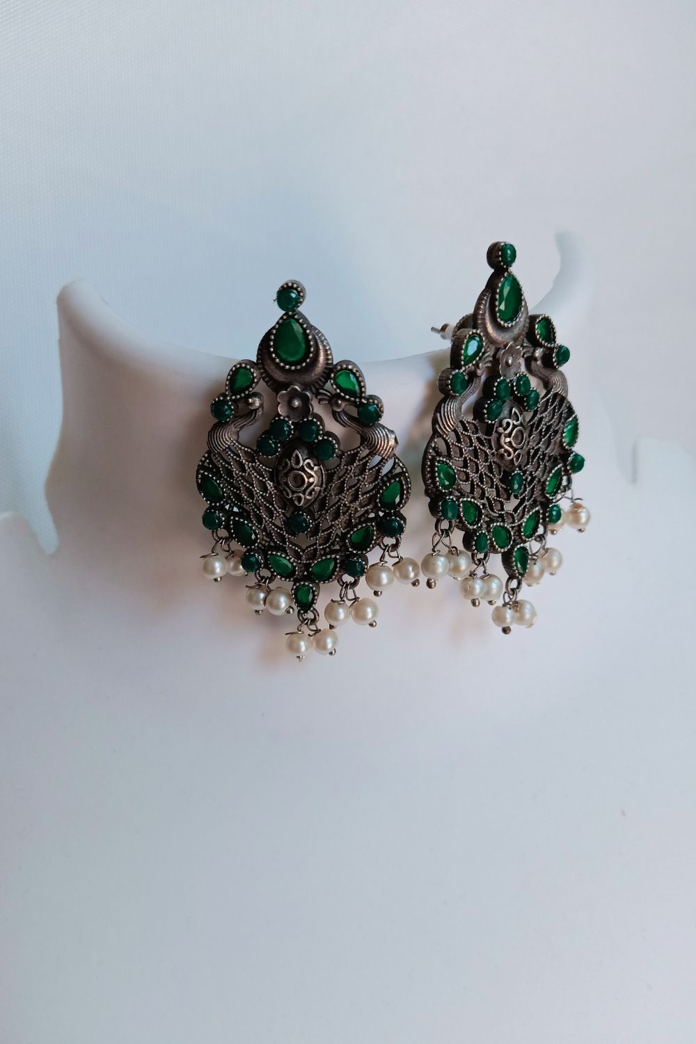 Moulika (Green) - Premium Quality Oxidised Stud