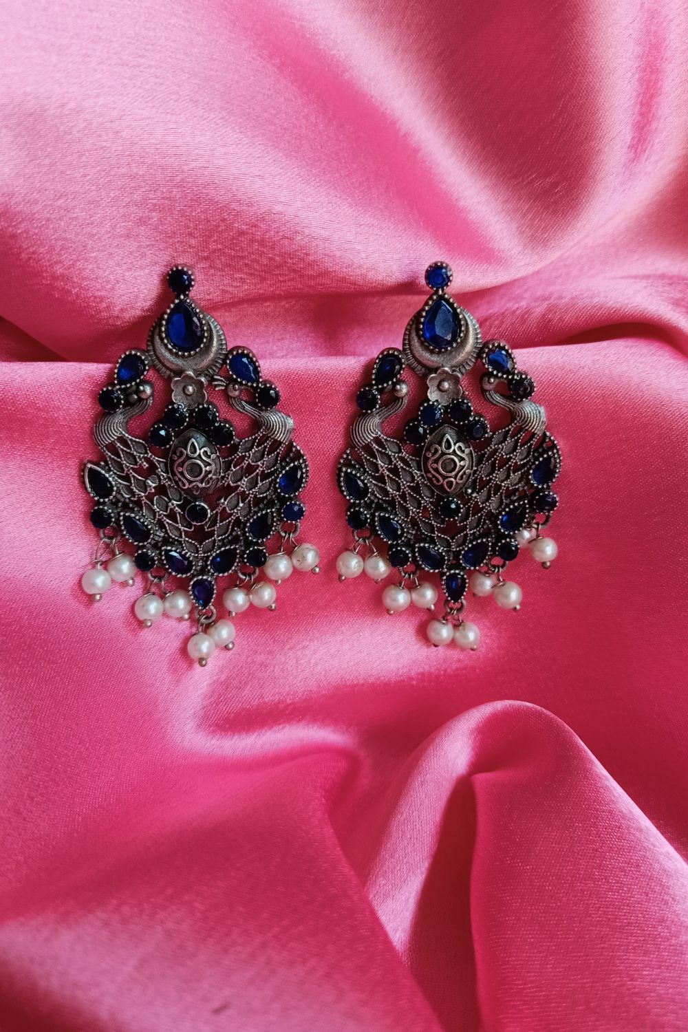 Moulika (Navy Blue) - Premium Quality Oxidised Stud