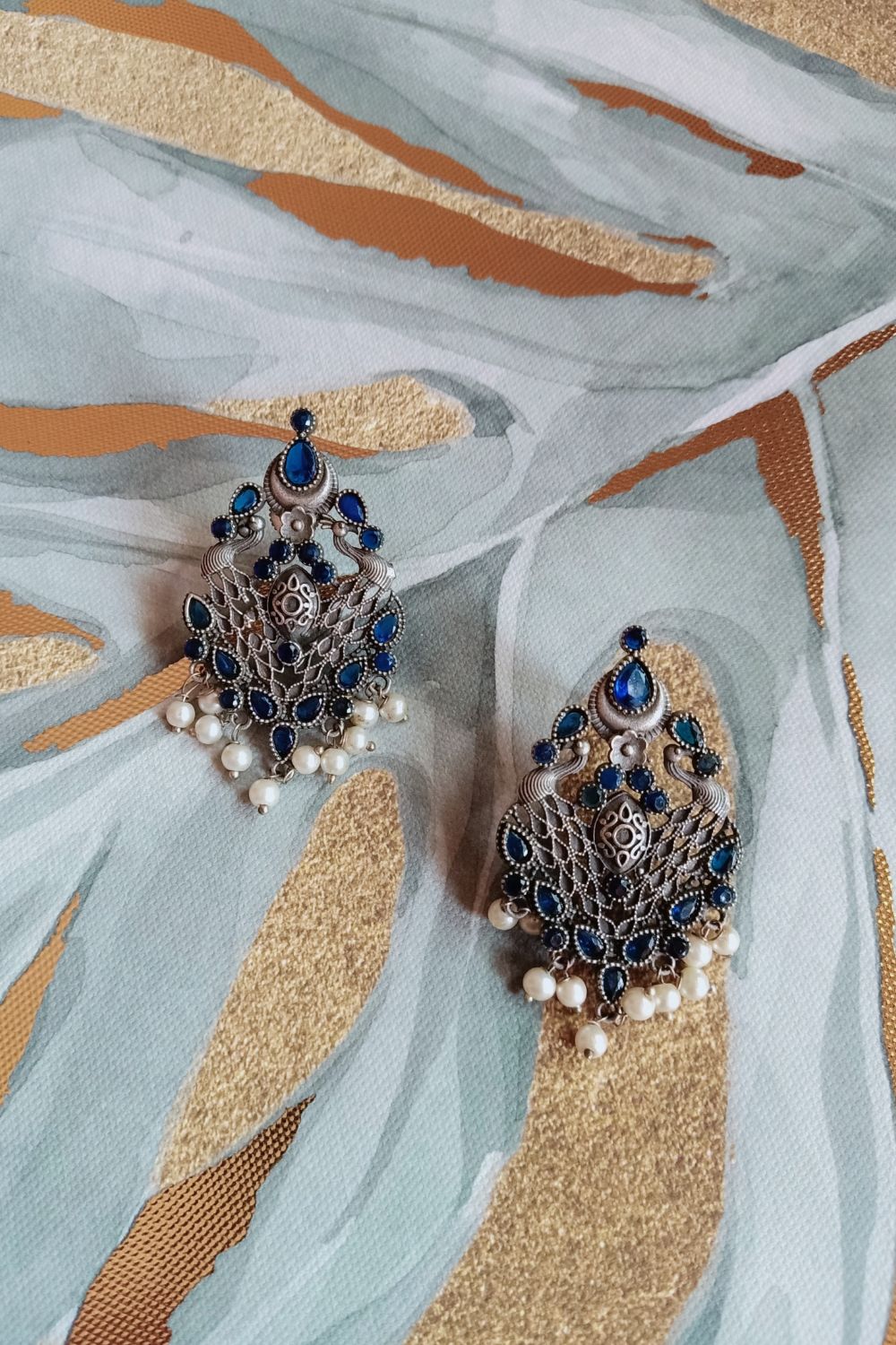 Moulika (Navy Blue) - Premium Quality Oxidised Stud