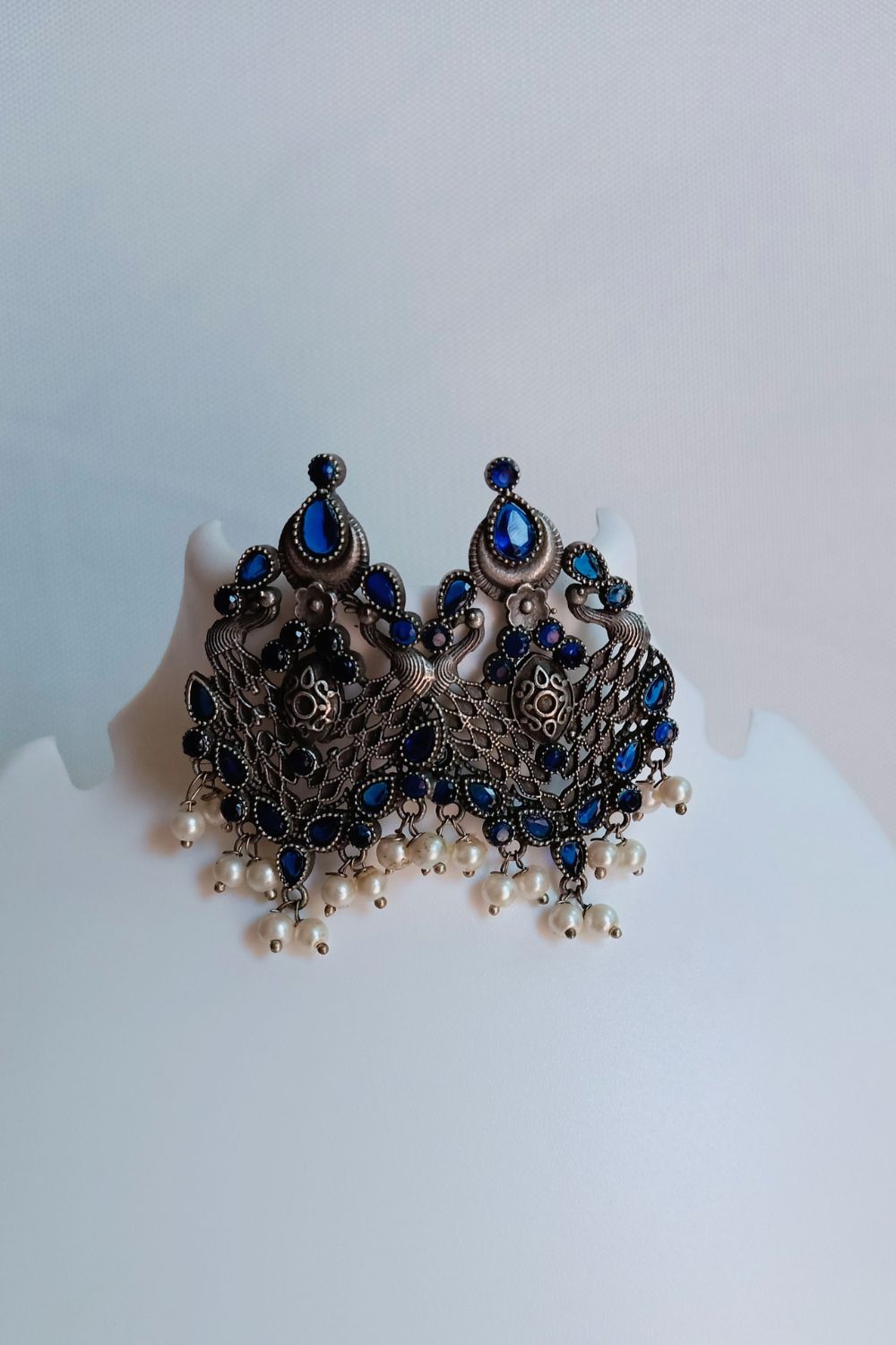 Moulika (Navy Blue) - Premium Quality Oxidised Stud