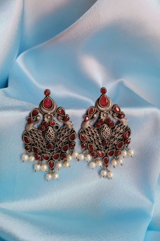 Moulika (Red) - Premium Quality Oxidised Stud