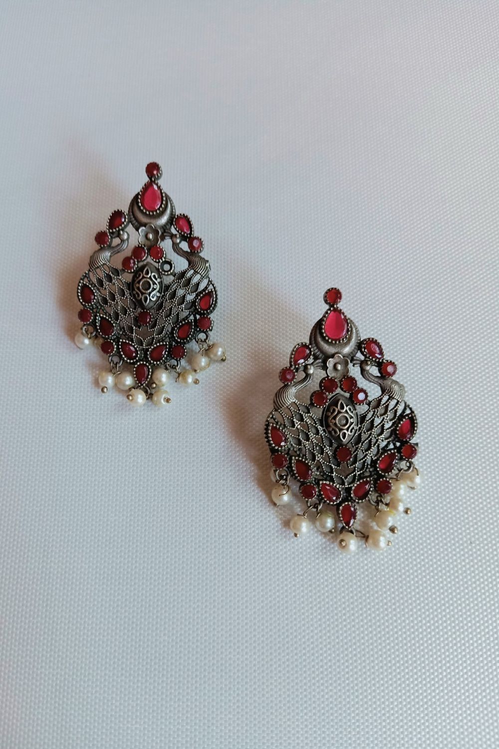 Moulika (Red) - Premium Quality Oxidised Stud