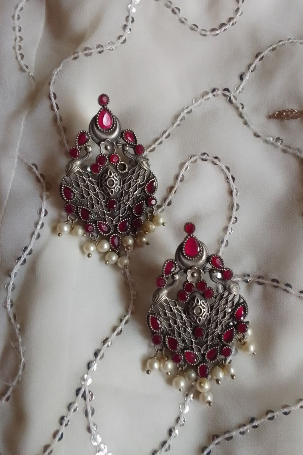 Moulika (Red) - Premium Quality Oxidised Stud