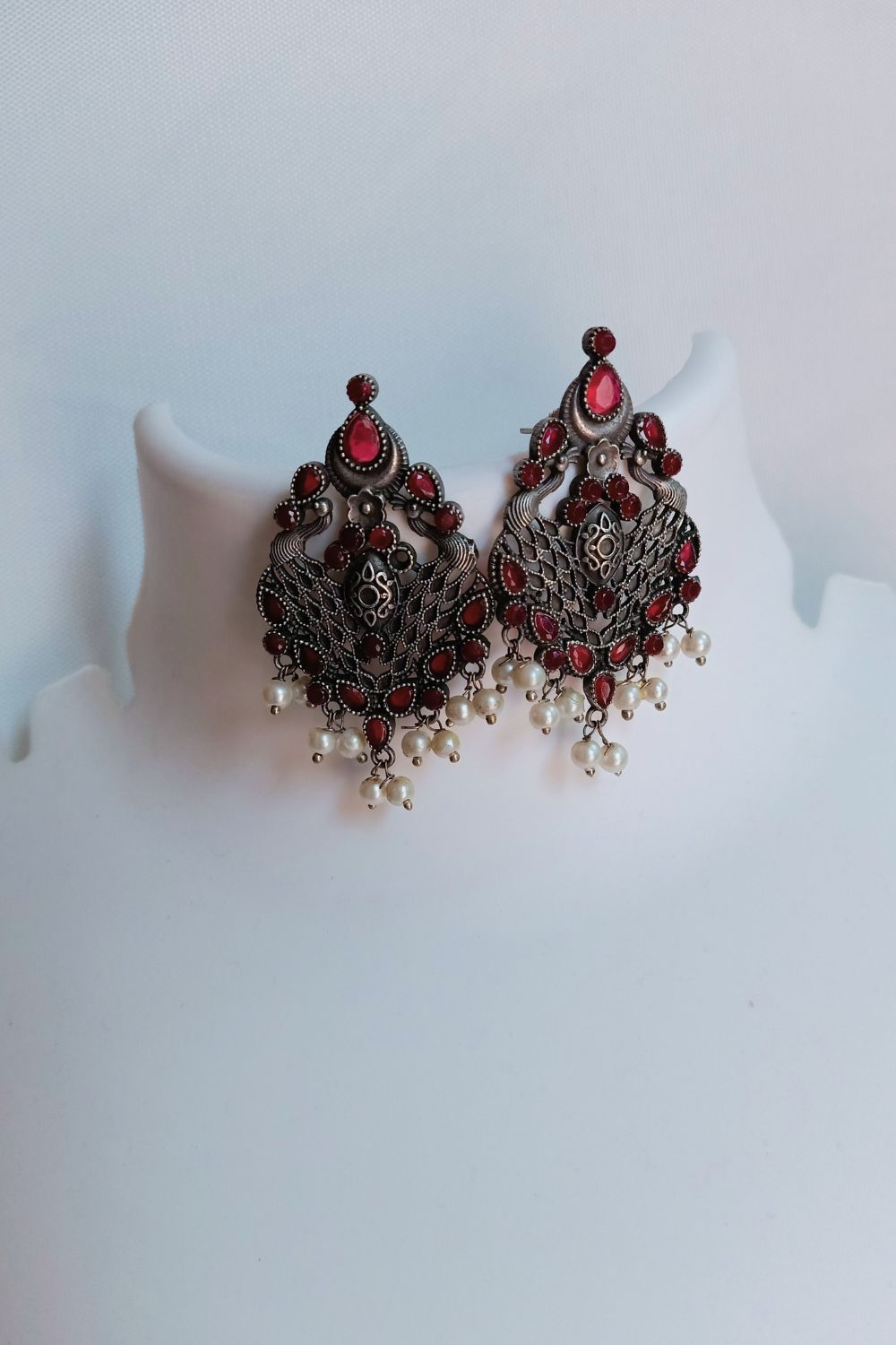 Moulika (Red) - Premium Quality Oxidised Stud