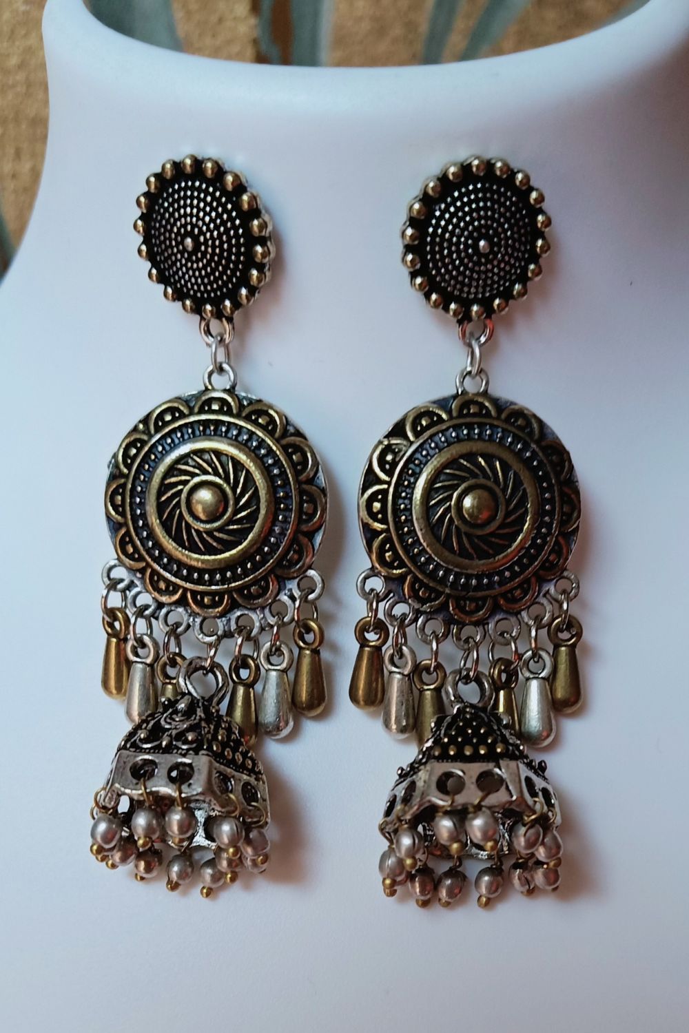 Nancy - Oxidised Dual-Tone Dangler